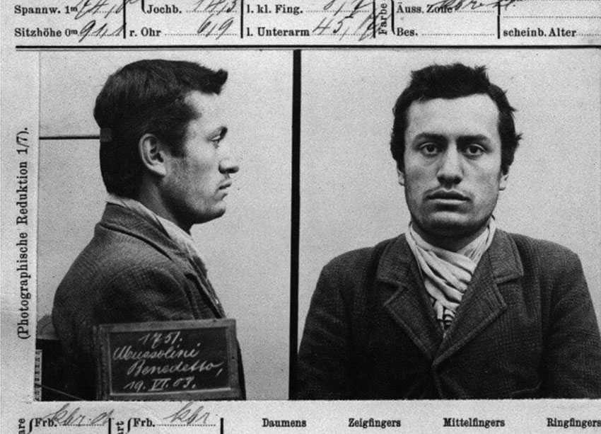 20-летний Бенито Муссолини был арестован за уклонение от...